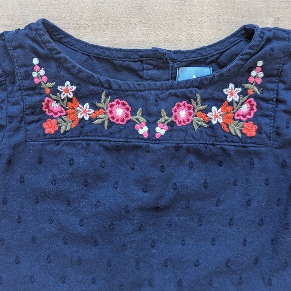 babyGAP Floral Embroidered Navy Blouse - Size 18-24M - Picture 3 of 9
